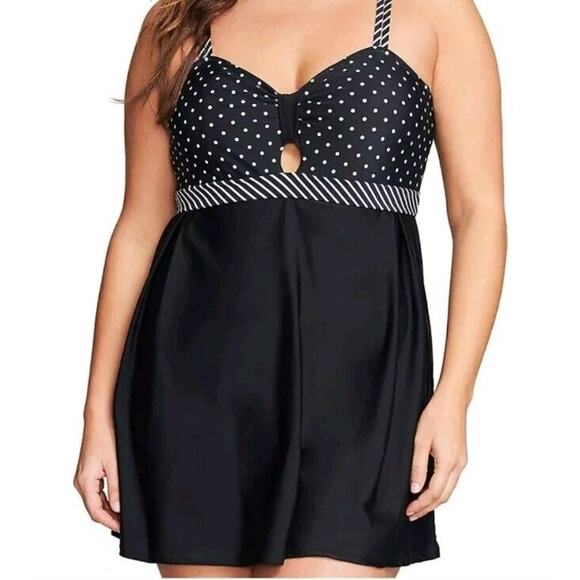 Mazu Swim Other - MAZU SWIM Black Polka Dot Adjustable Strap Underwire Swim Dress Swimsuit Small
